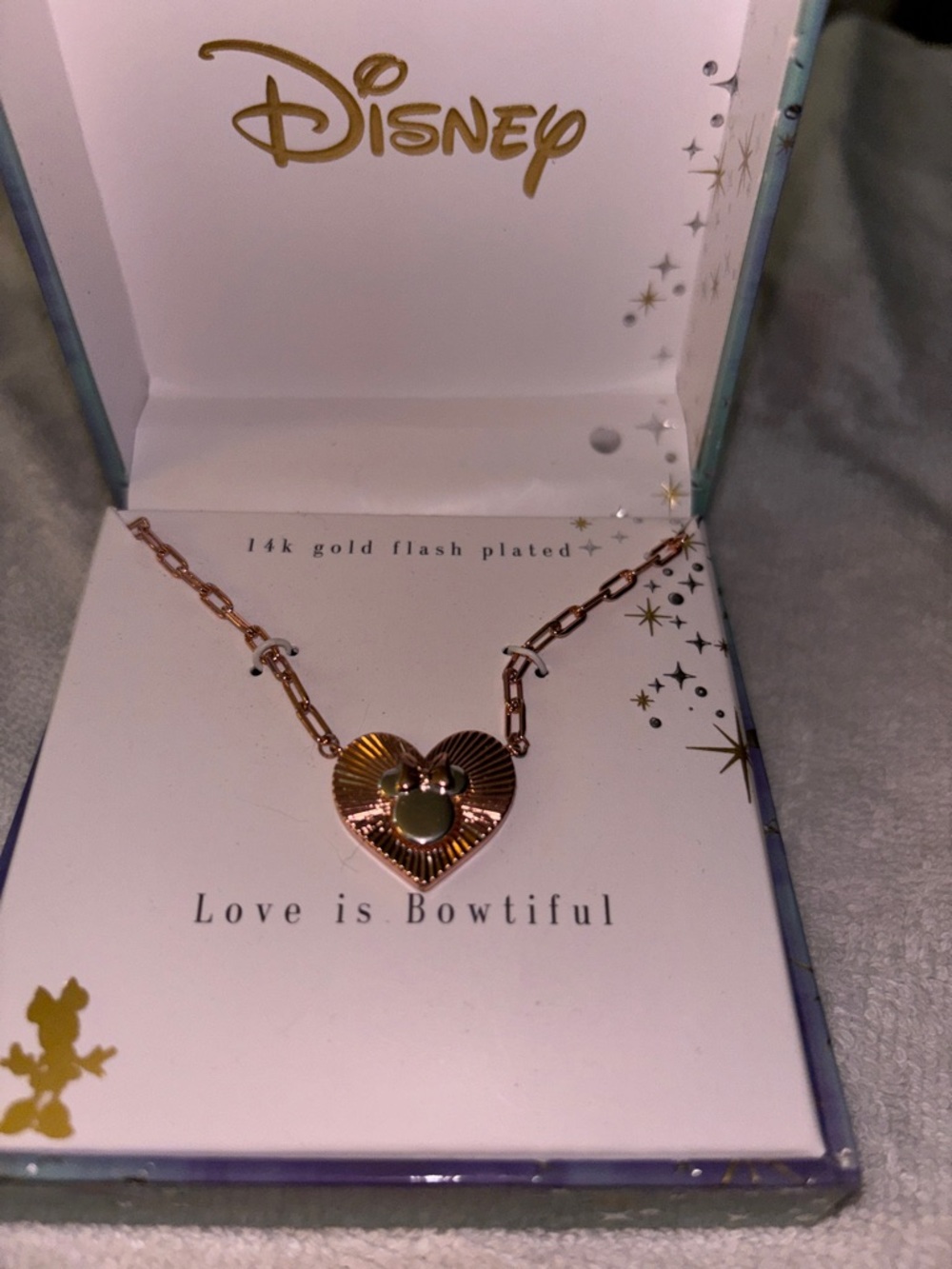 Disney Rose Gold Heart Pendant Necklace with Minnie Bow